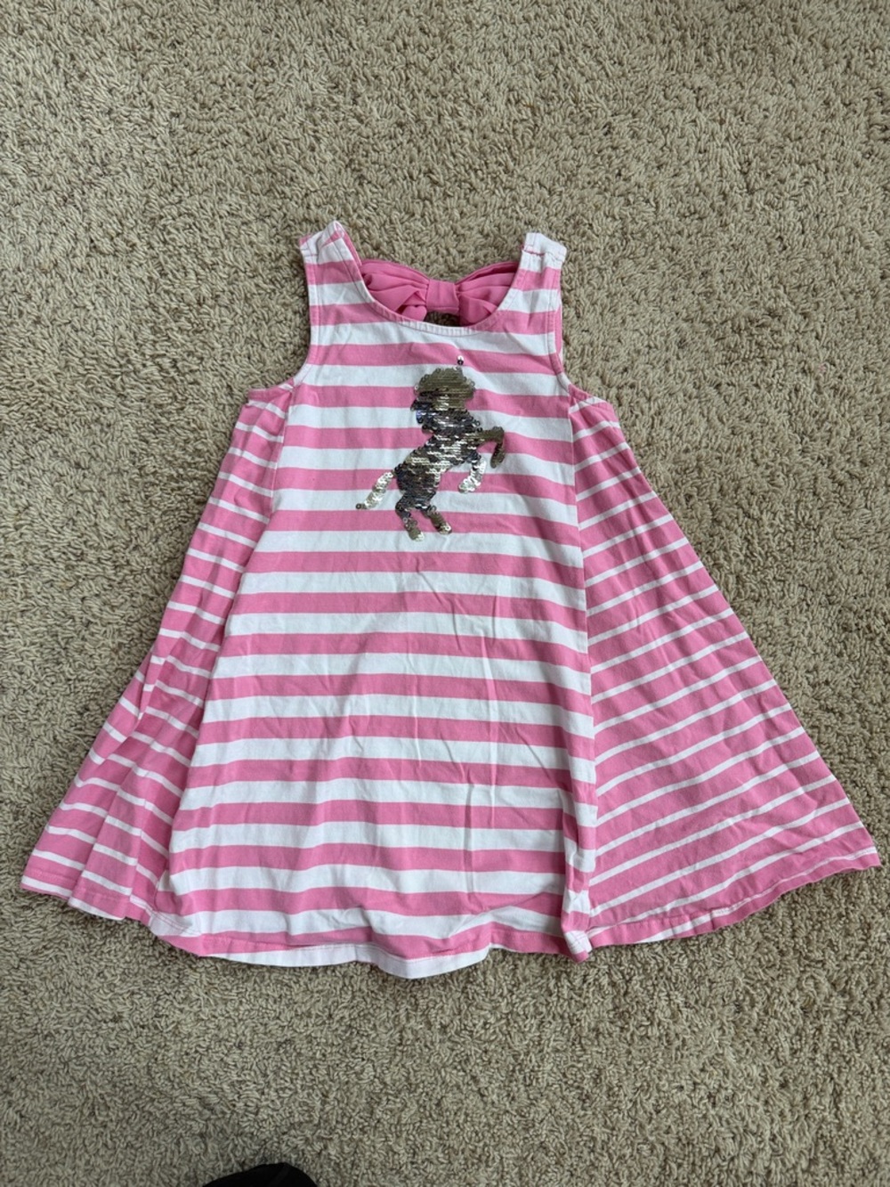 Pink & White Striped Sequin Unicorn Tank Dress